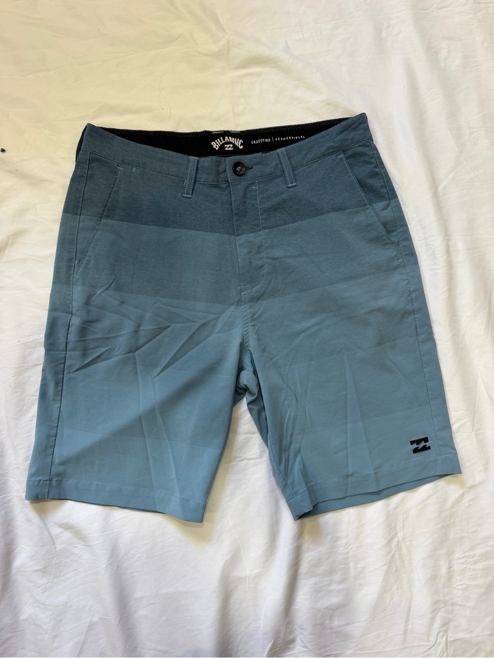 Billabong Crossfire Submersible Hybrid Quick Dry Zip Shorts Men 32 Blue Stripes - Picture 1 of 7